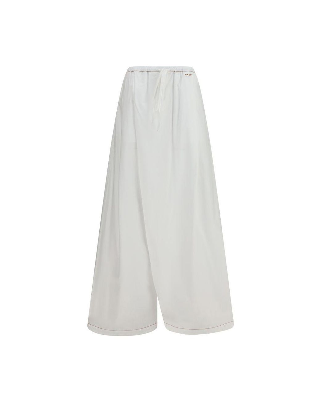 Marni White Cotton Casual Pants