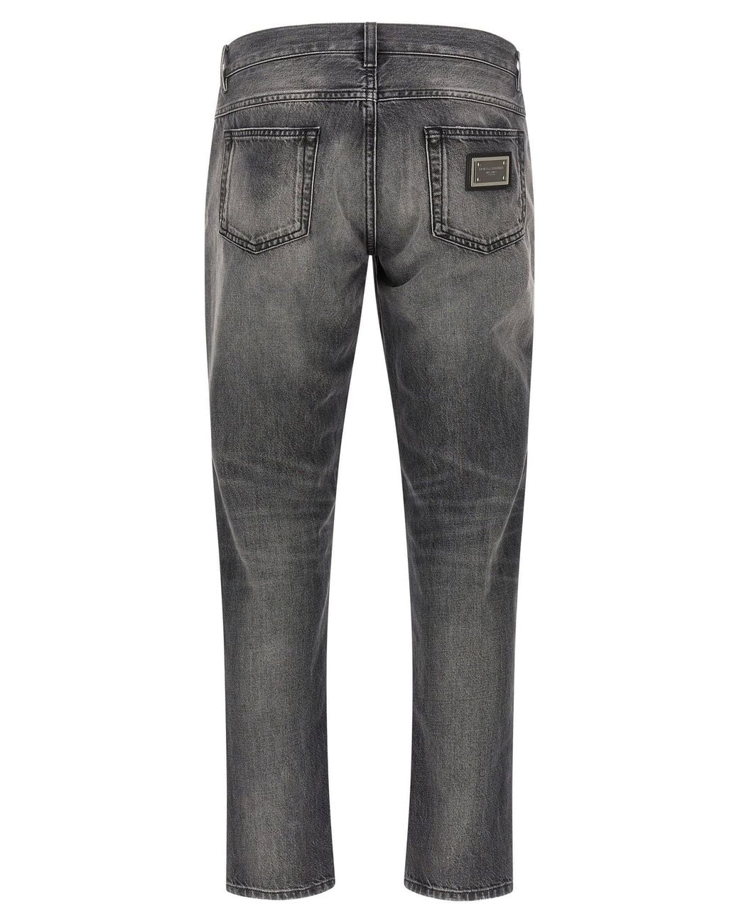 Dolce & Gabbana Gray Dolce & Gabbana Distressed Cotton Denim Jeans — Charcoal