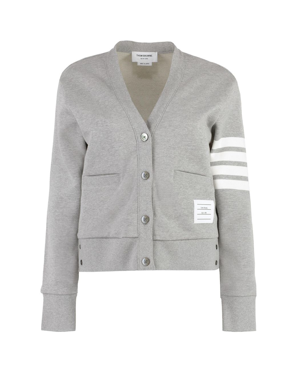 Thom Browne Gray Logo Cotton Cardigan Cardigans