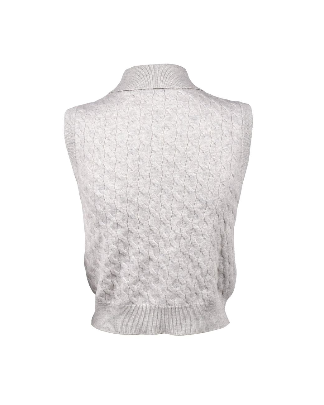 Brunello Cucinelli White Cashmere Cable Knit Sweater Clothing