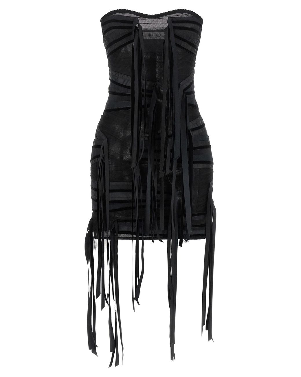 The Attico Black The Attico Tulle And Velvet Band Dress