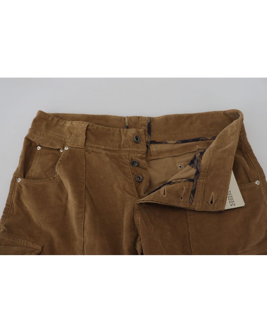 Ermanno Scervino Gray Cotton Corduroy Cargo Pants Elastane for men