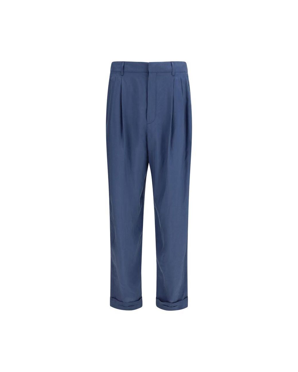 Saint Laurent Blue Silk Dress Pants for men