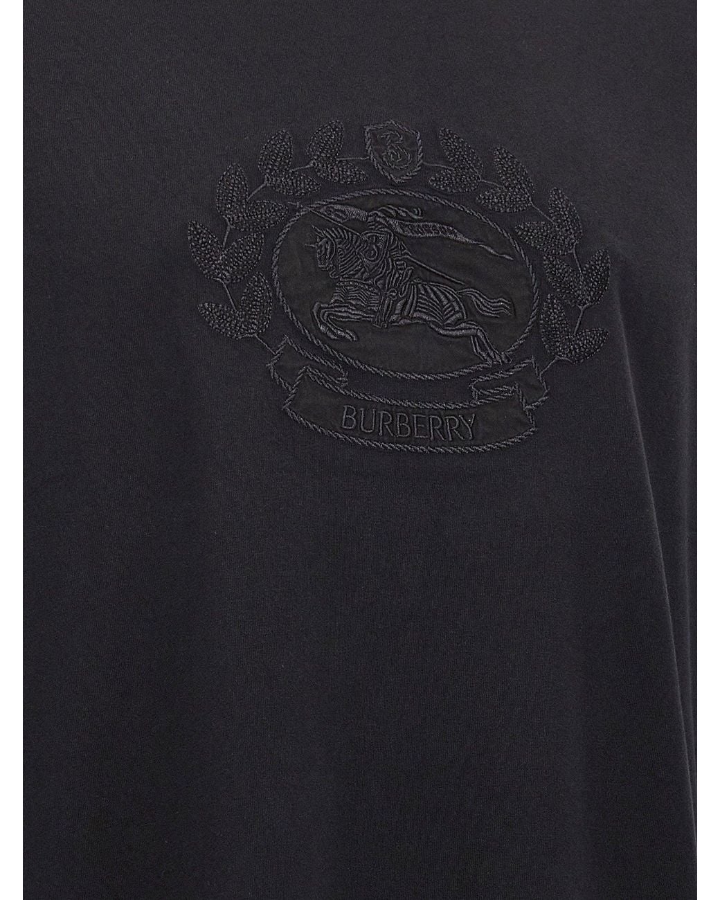 Burberry Black Logo-Embroidered T-Shirt