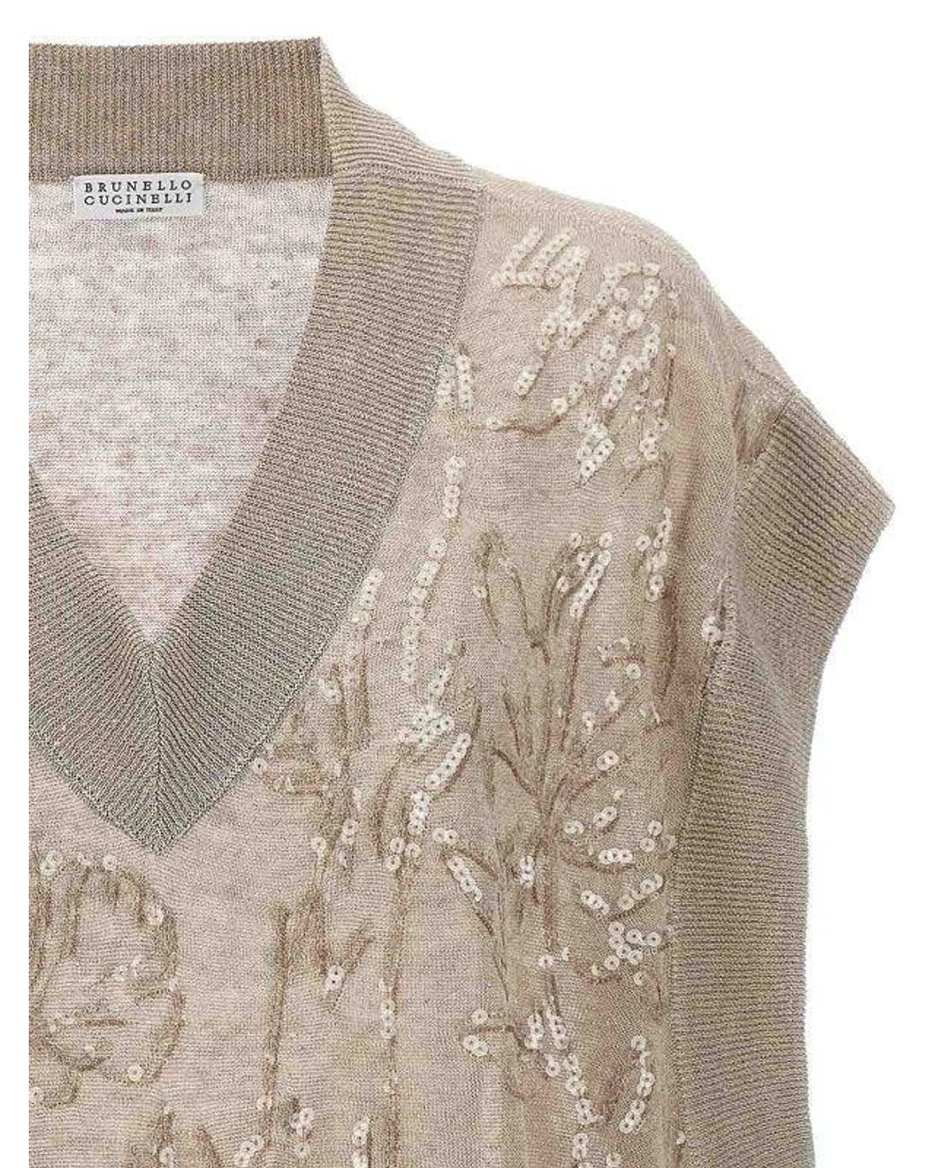 Brunello Cucinelli Natural Linen Blend Sweater