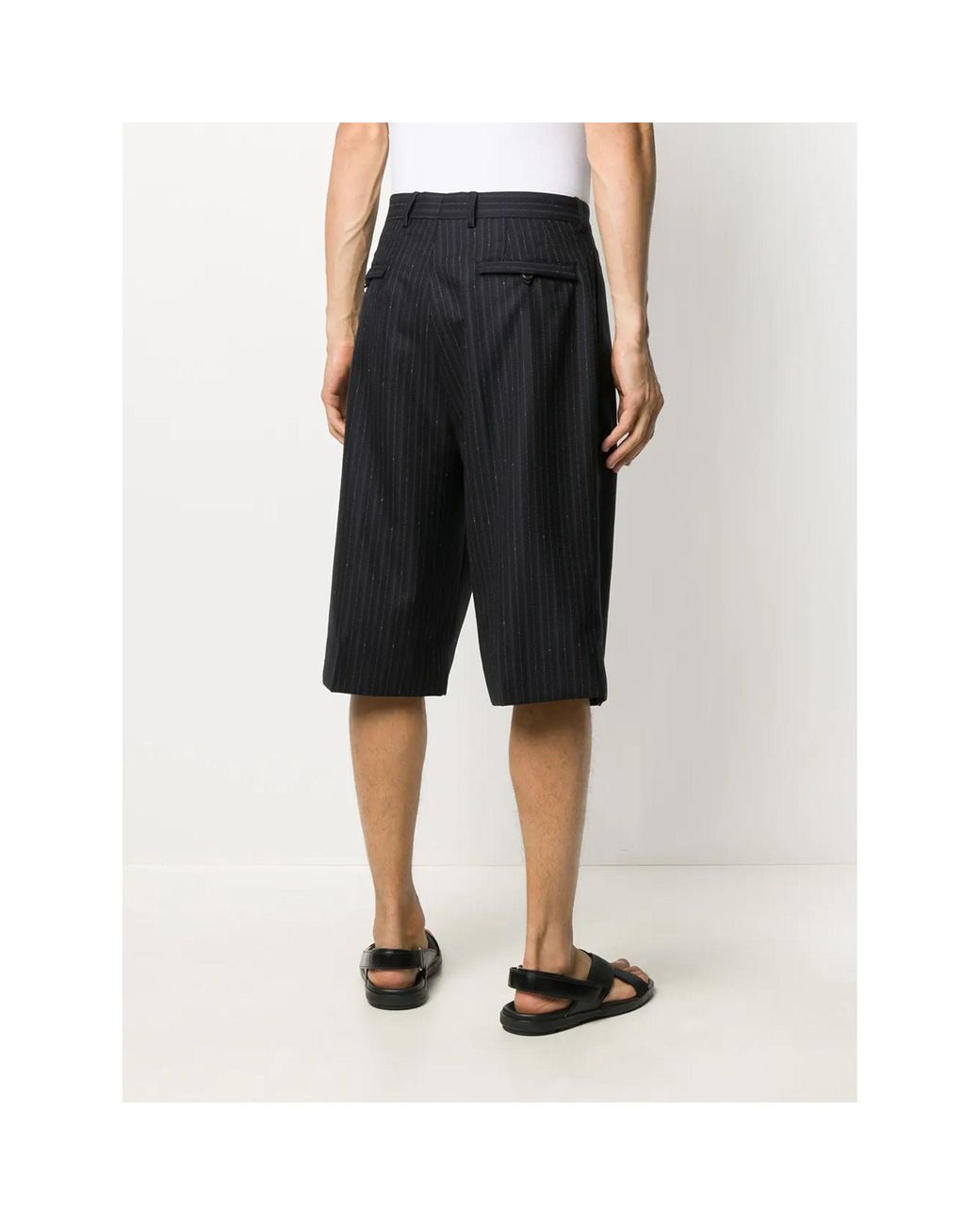 Ferragamo Black Striped Tailored Shorts for men