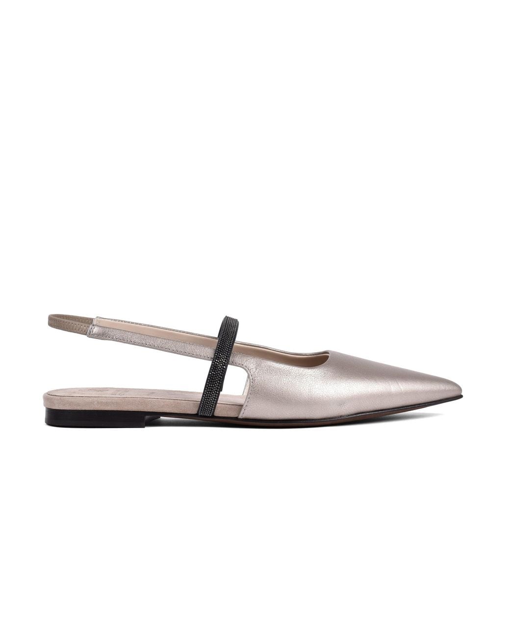 Brunello Cucinelli Metallic Leather Slingback Shoes