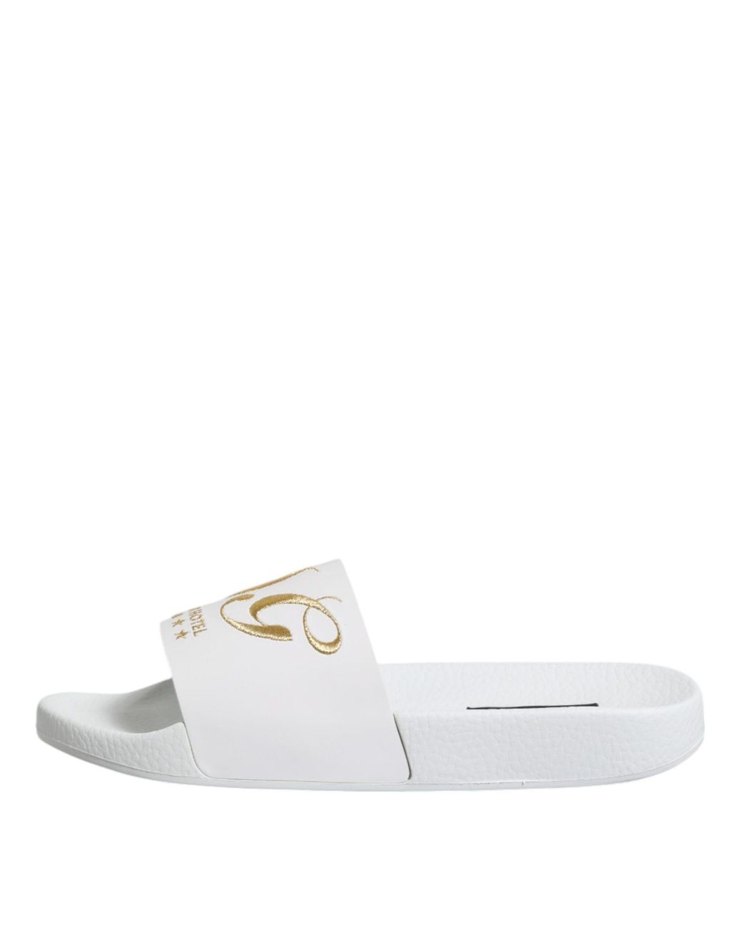 Dolce & Gabbana Metallic Leather Slides Sandals Beachwear Shoes Calfskin for men