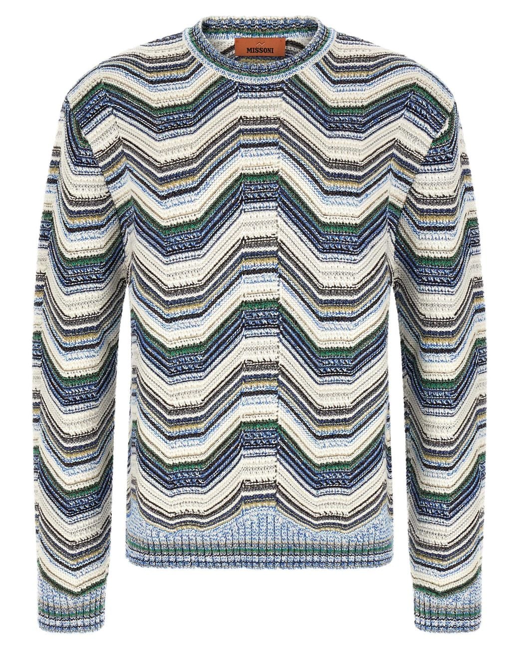 Missoni Blue Missoni Geometric Zigzag Wool-Blend Sweater for men