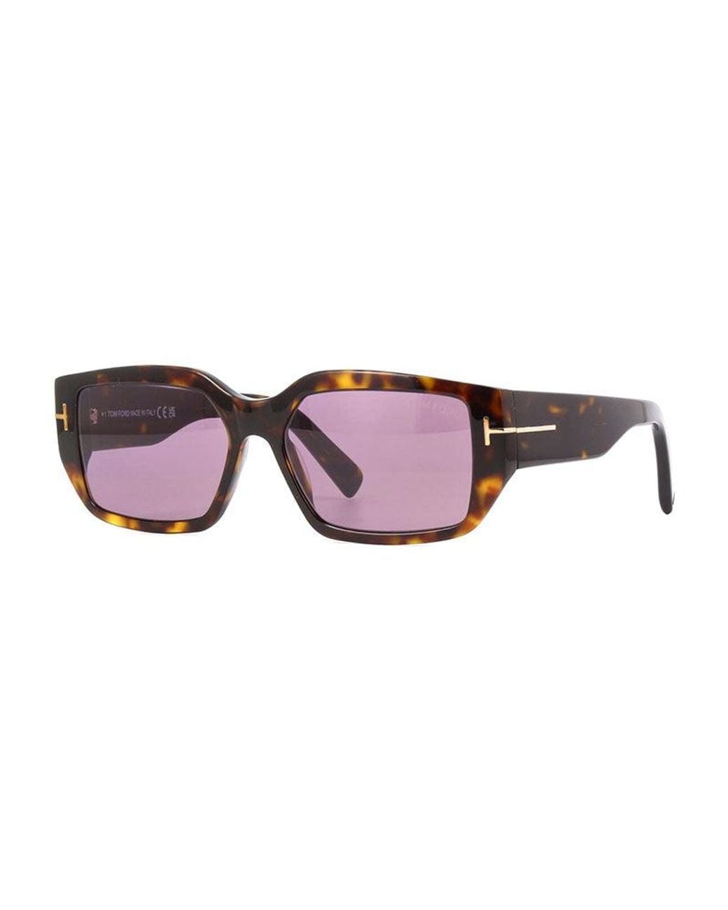 Tom Ford Purple Sunglasses Square Full Rim, Dark Havana Frame And Lens Ft098952Y