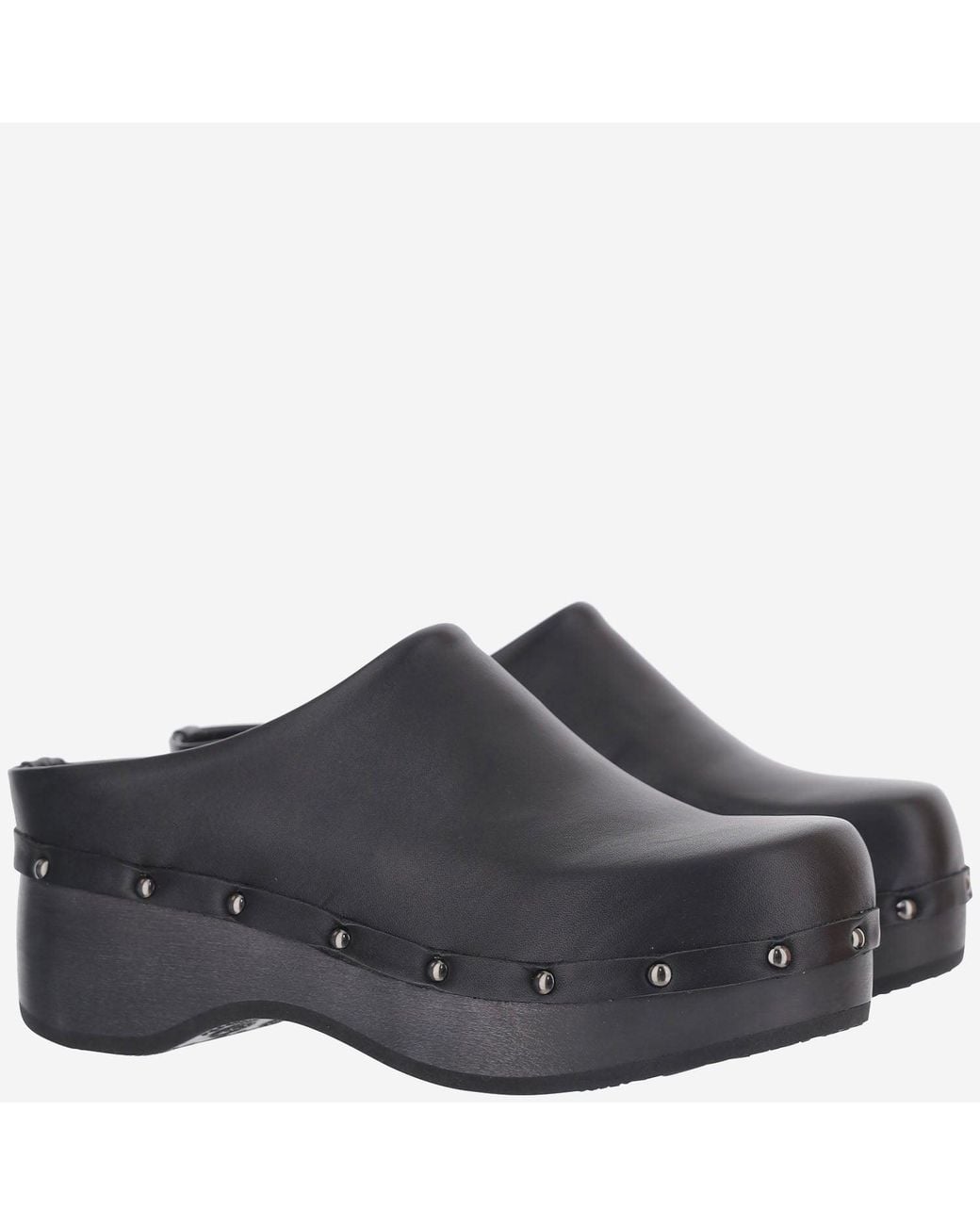 Scholl Gray Clogs Pescura Naima Studded Leather And Rubber Flat Shoes