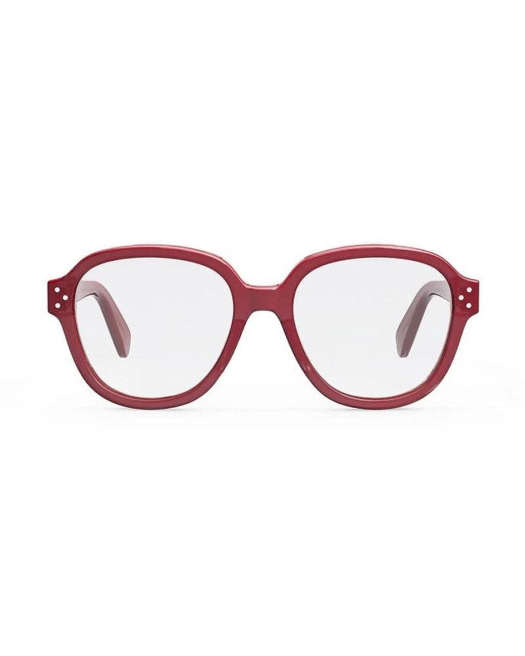 Céline Red Eyeglasses Geometric Full Rim, Transparent Rose Frame And Clear Demo Lenses Lens Cl50107I074