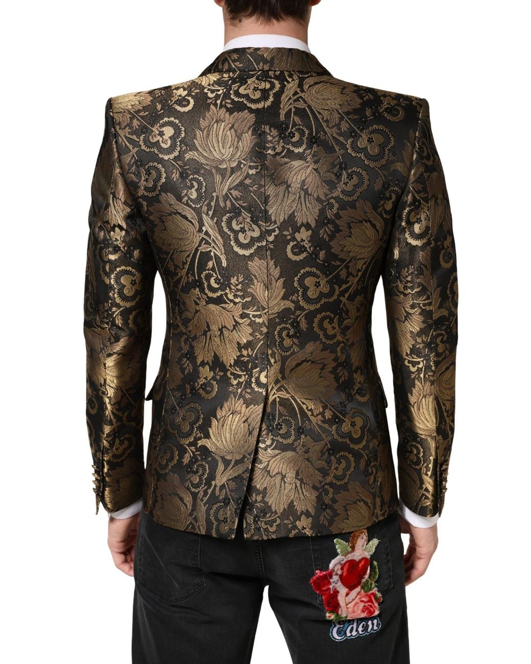 Dolce & Gabbana Black Jacquard Single Breasted Tuxedo Blazer Clothing for men