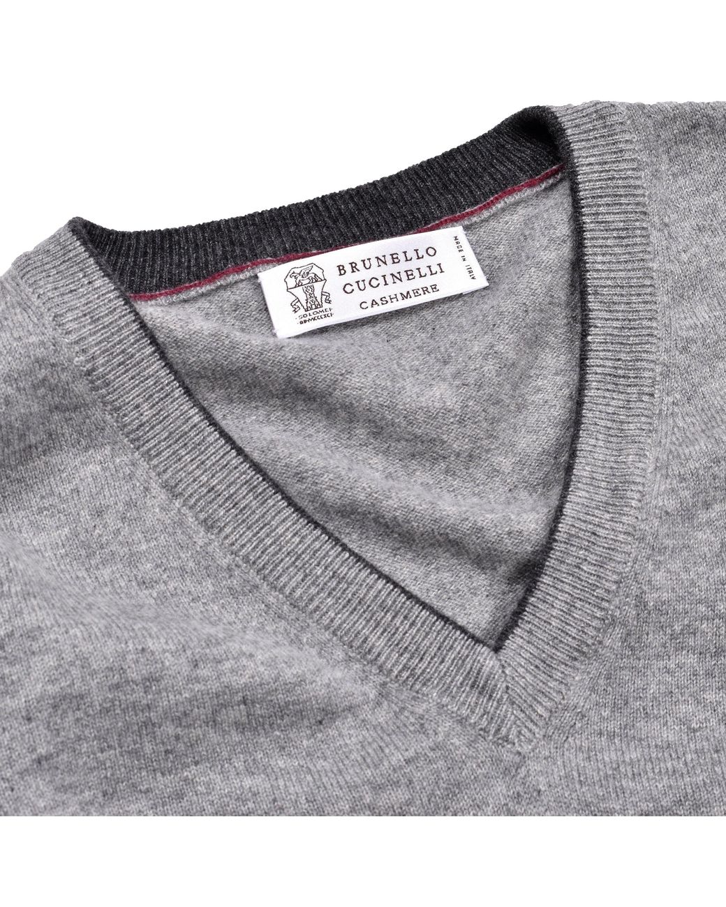 Brunello Cucinelli Gray Cashmere Vneck Sweater for men