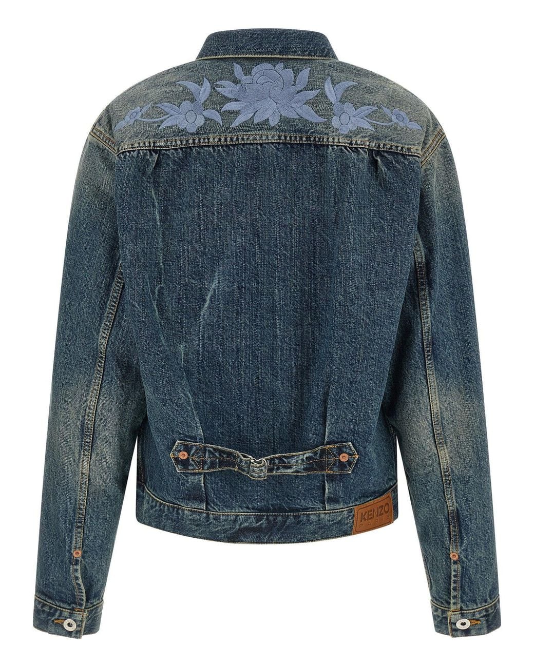 KENZO Blue Floral Embroidery Denim Jacket for men
