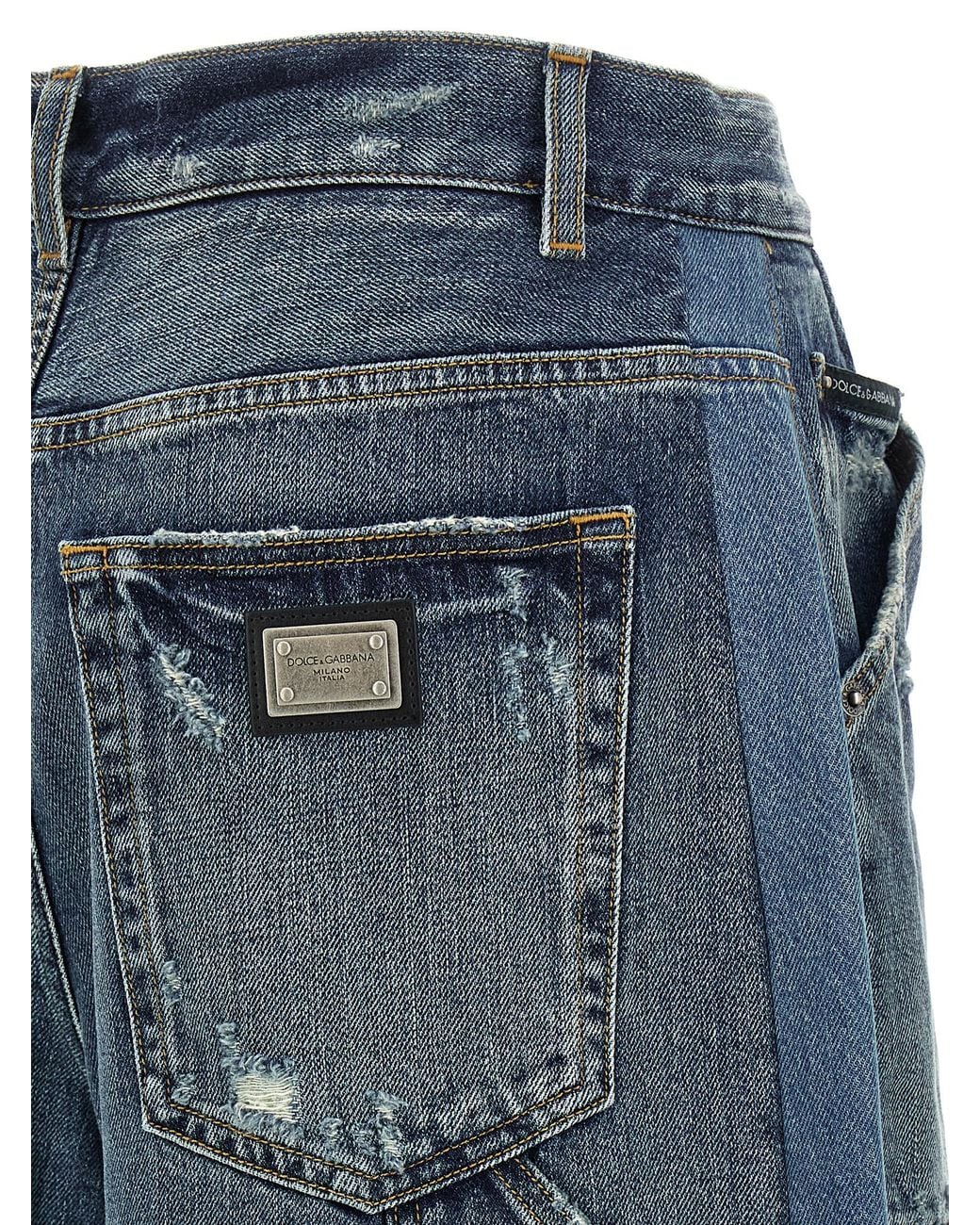 Dolce & Gabbana Blue Dolce & Gabbana Patchwork Denim Bermuda Shorts