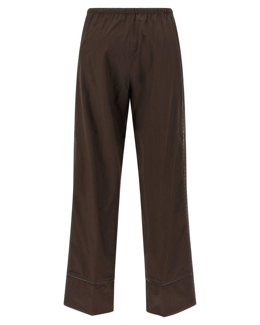 Yves Salomon Brown Leather-Insert Cotton Trousers