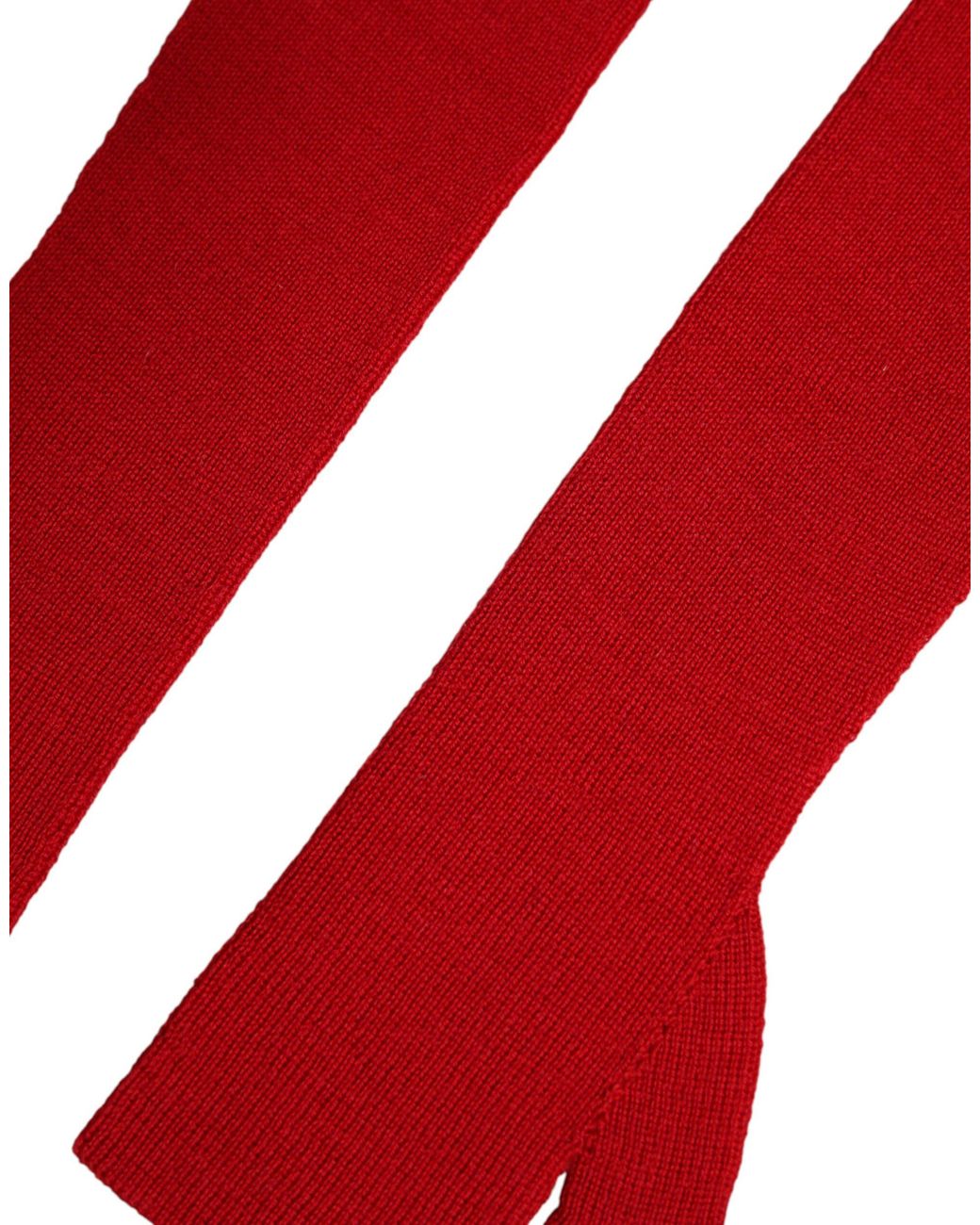 Dolce & Gabbana Red Wool Knitted Fingerless Elbow One Length Gloves