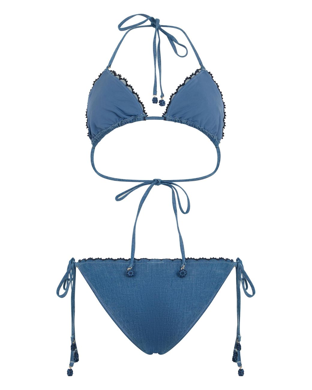 Zimmermann Blue Two-Piece Swimsuit Cotton Bikinis