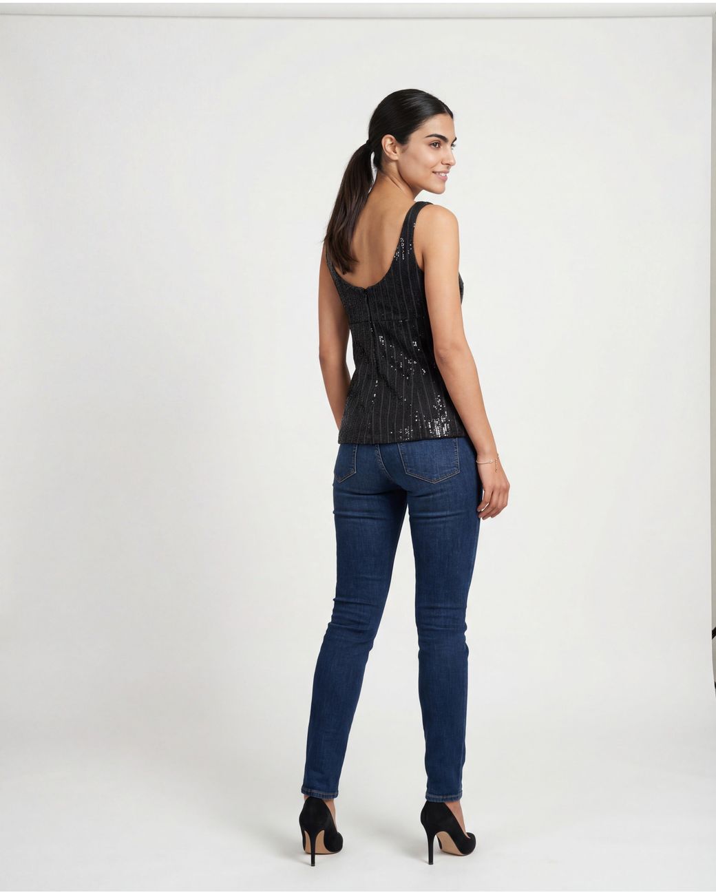 Brunello Cucinelli Blue Dark Sequin Tank Shirt