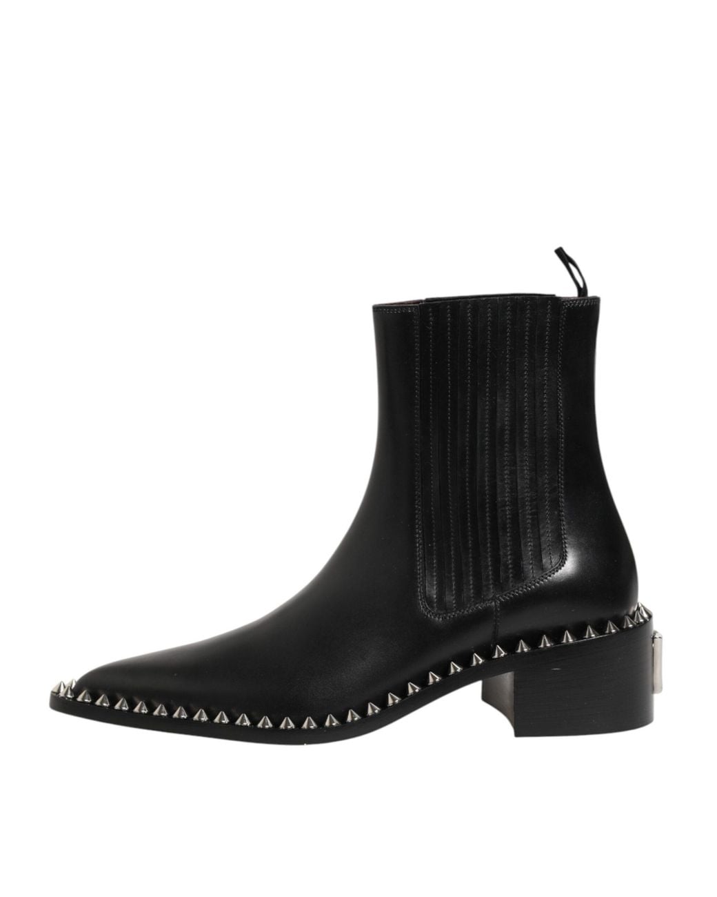 Dolce & Gabbana Black Studded Chelsea Short Ankle Boots Shoes Pl+Vi+66Lf for men