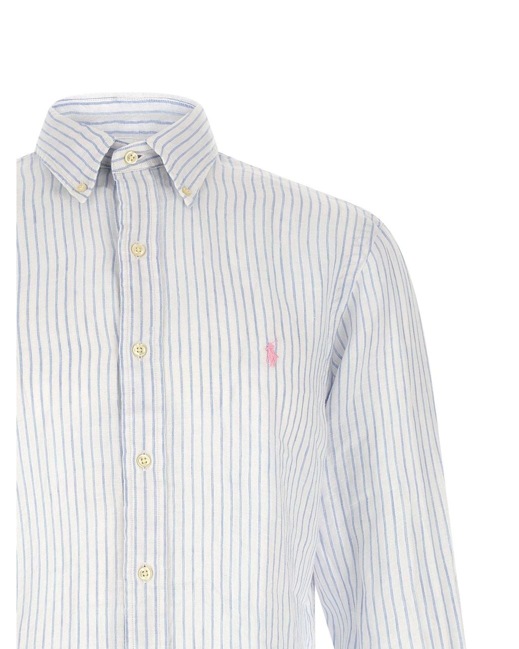 Polo Ralph Lauren White Striped Linen Shirt for men