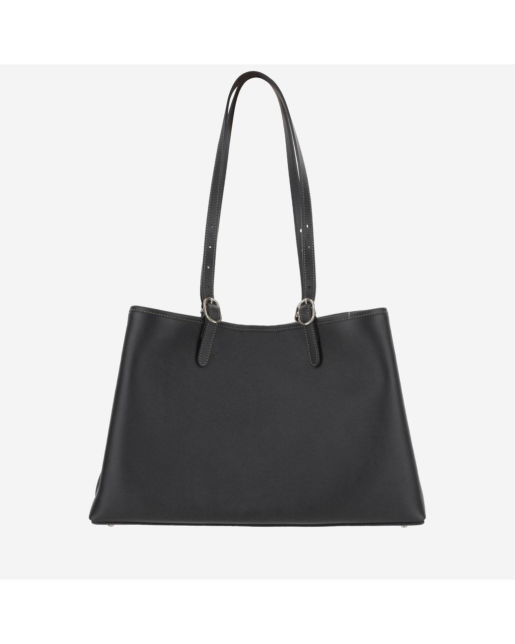 Gucci Black Medium Gg Emblem Shopping Bag Leather Handbags