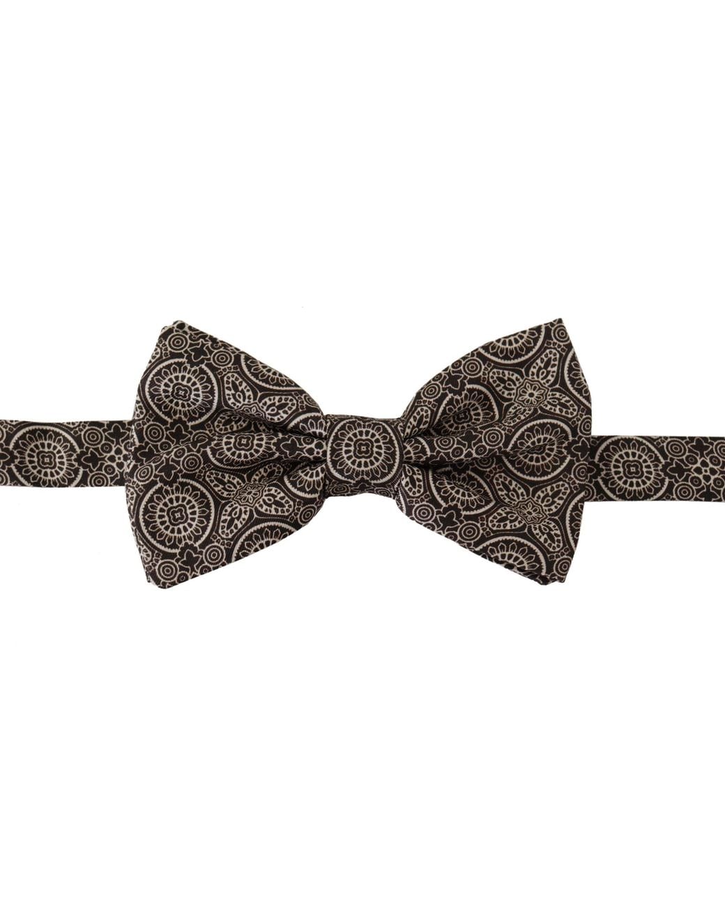 Dolce & Gabbana Gray Dolce & Gabbana Silk Paisley-Print Bow Tie for men
