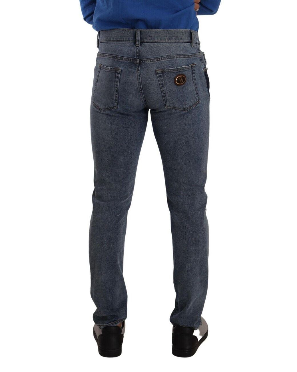 Dolce & Gabbana Blue Chic Slim Fit Tattered Denim for men