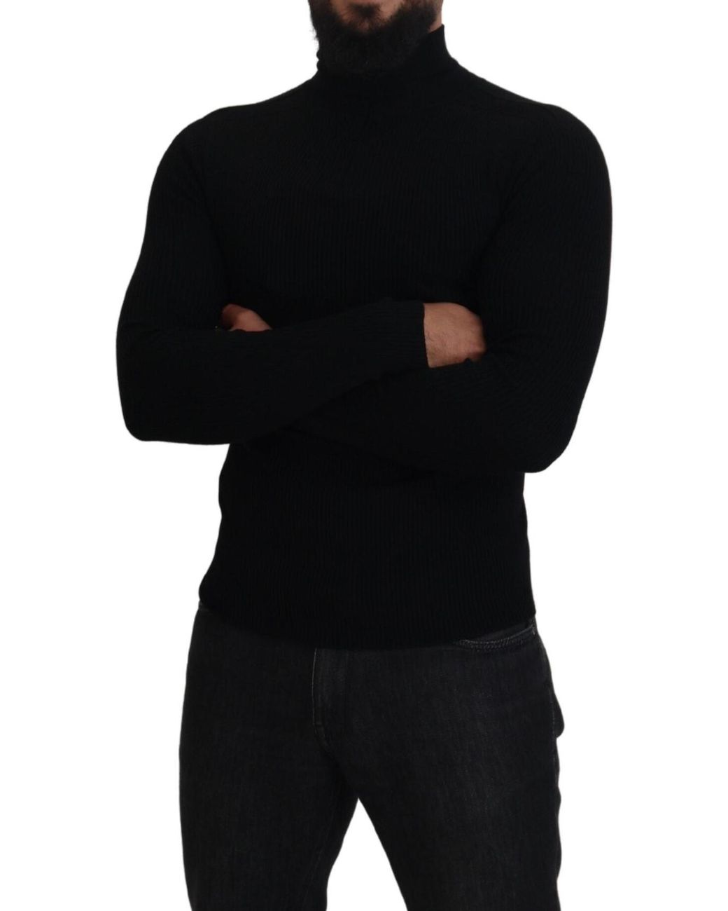 Dolce & Gabbana Black Half Zip Turtleneck Pullover Sweater Wool Clothing for men