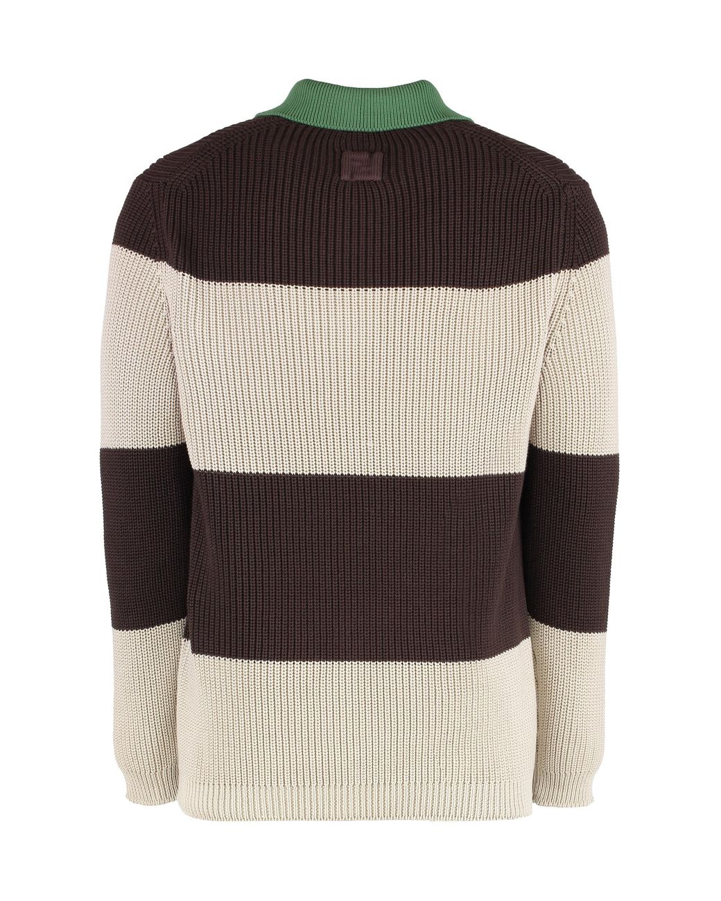 Fendi Black Knitted Cotton Polo Shirt for men