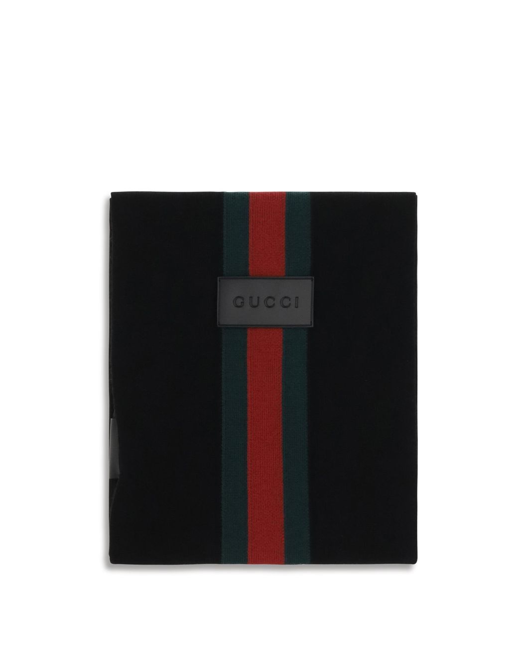 Gucci Black Wool Scarf With Web Stripe Merino Ovis Aries Scarfs for men