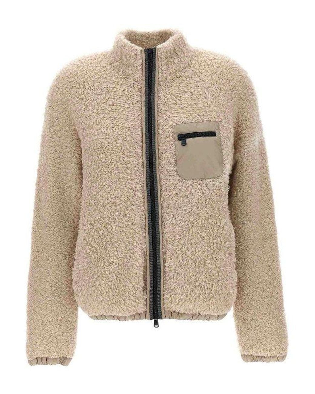 Brunello Cucinelli Natural Shearling Zip-Up Jacket Clothing