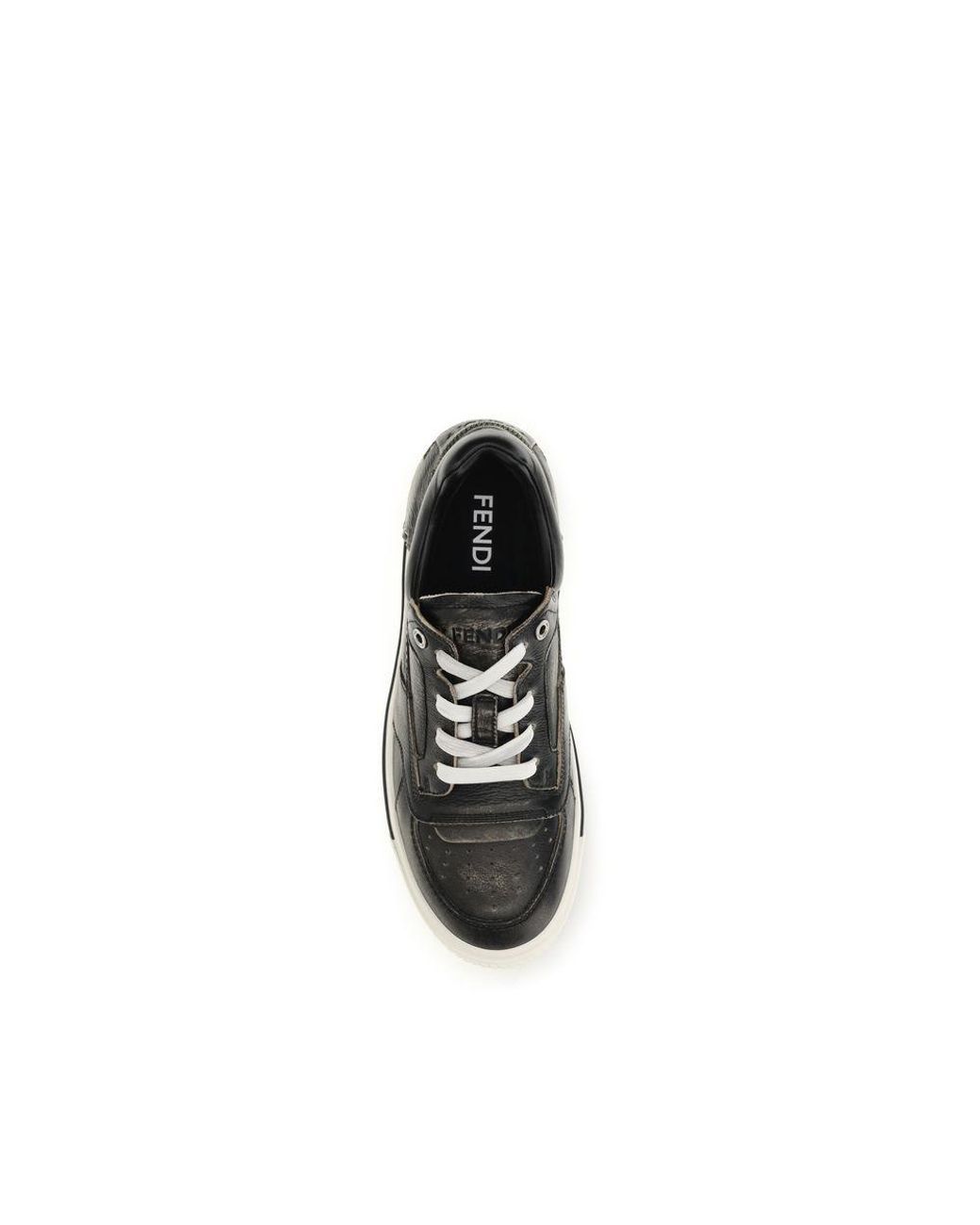 Fendi Black Calf Leather Bos Taurus Low Top Sneakers for men