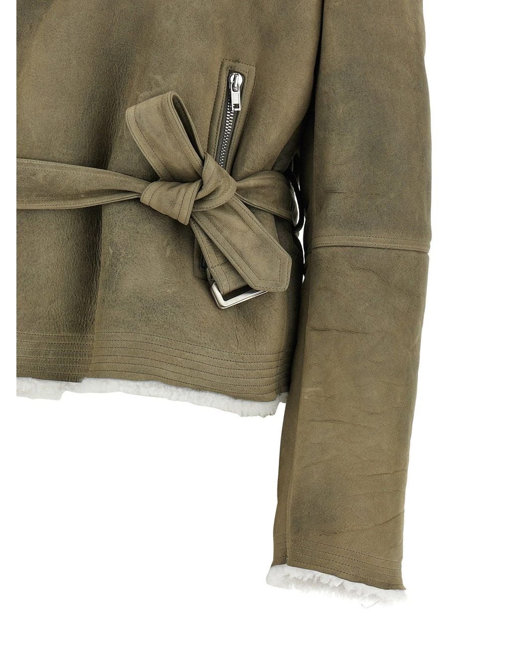 Rick Owens Green Cropped Flight Jacket