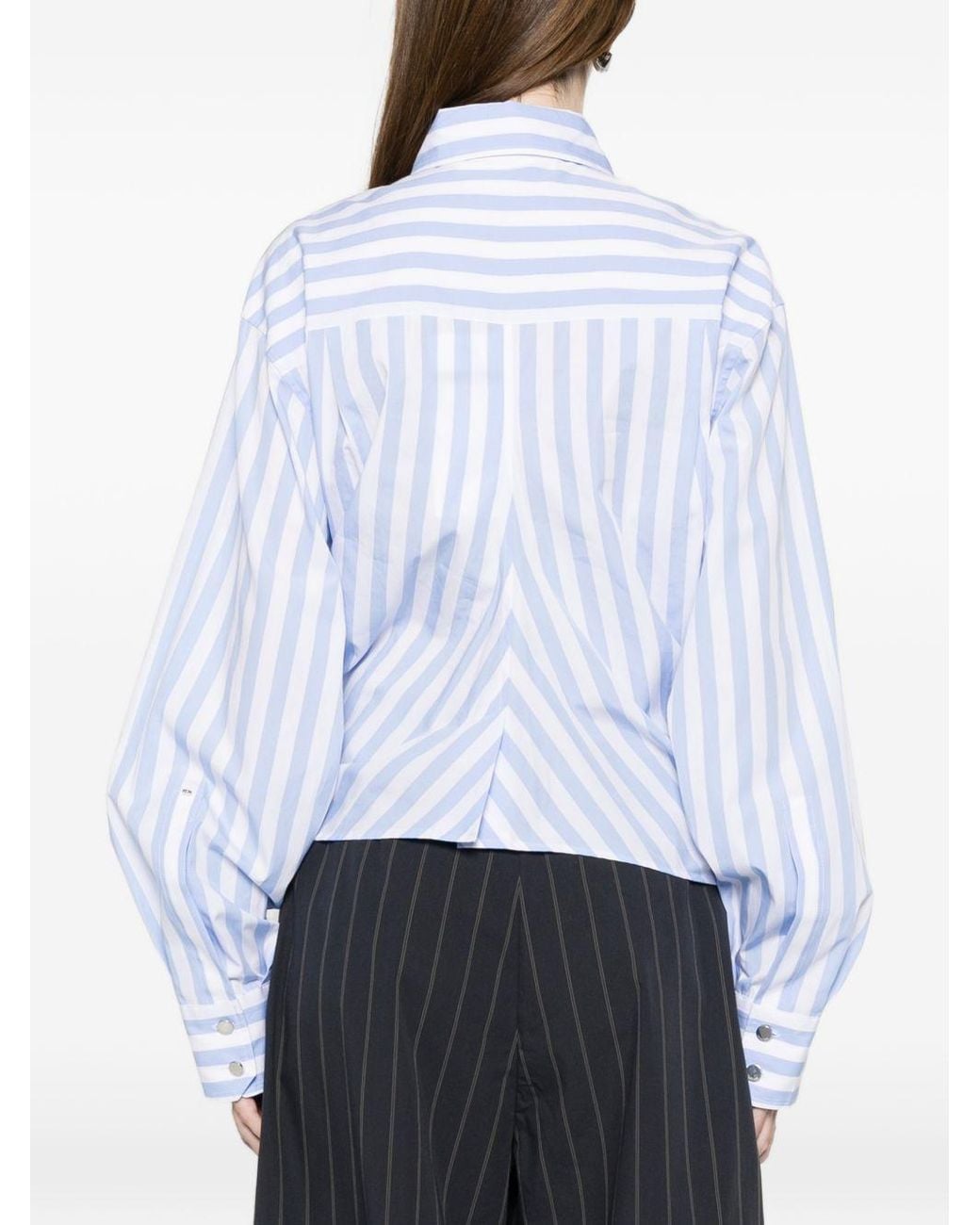 Sportmax Blue Striped Cotton Shirt
