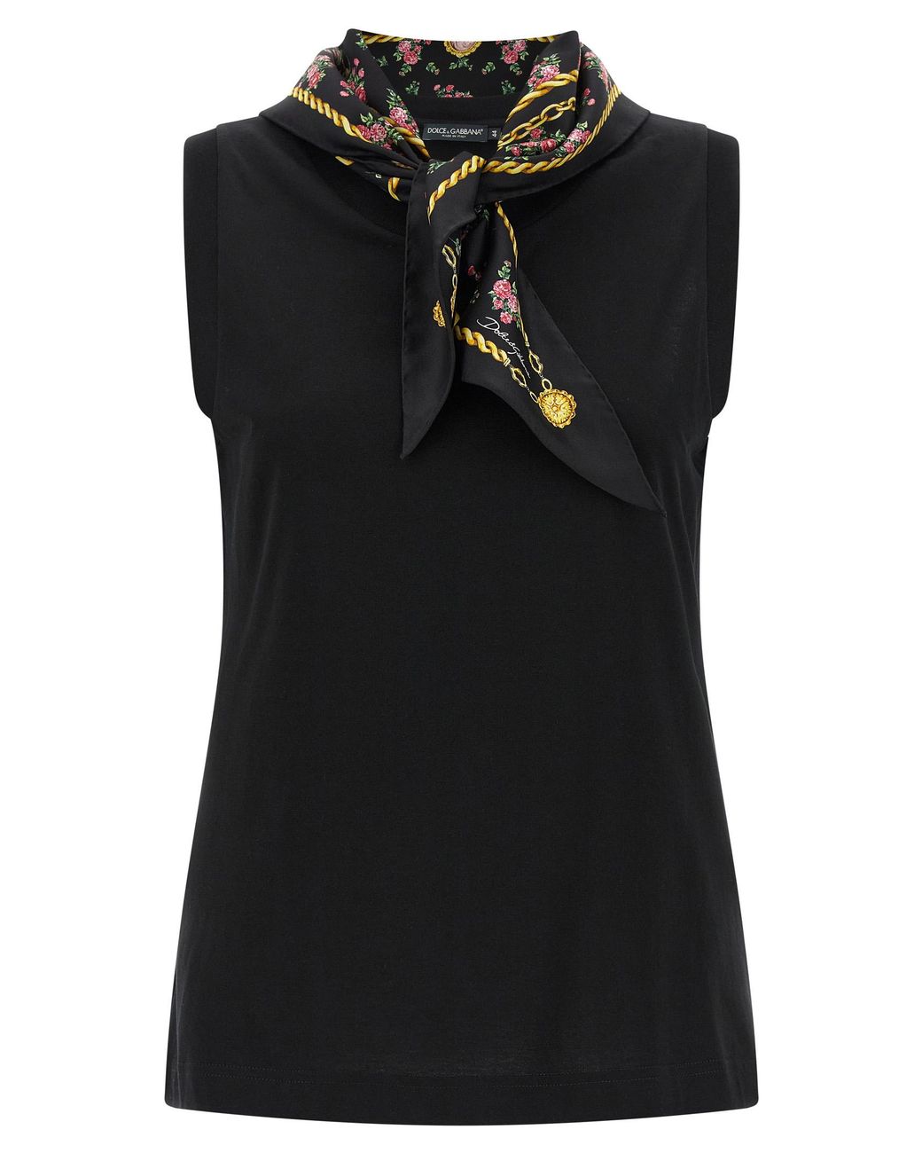 Dolce & Gabbana Black Dolce & Gabbana T-Shirt With Scarf