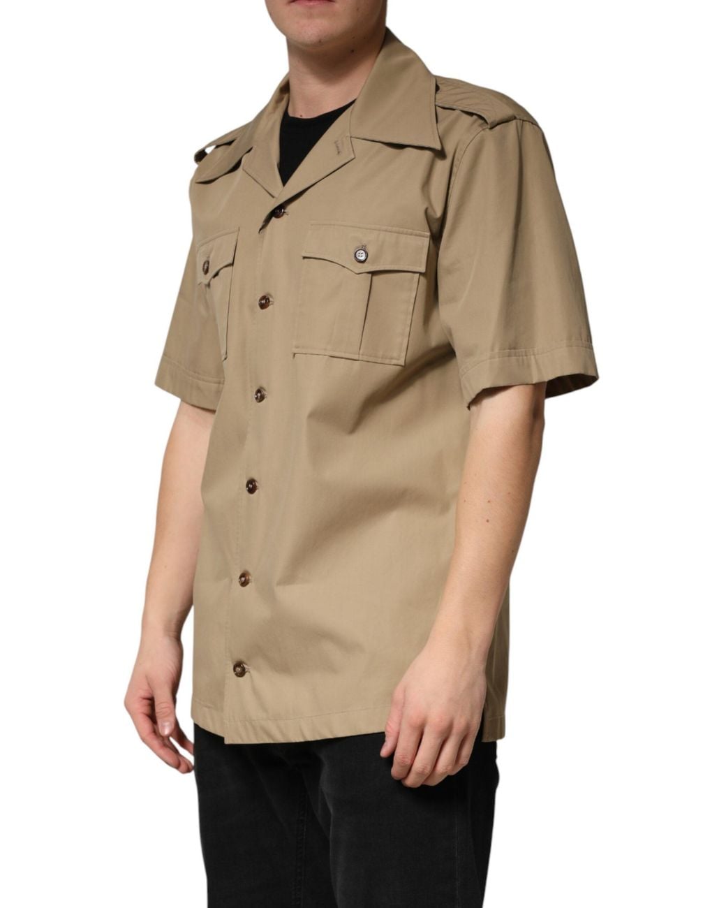 Dolce & Gabbana Natural Pin Up Short Sleeves Casual Shirt Cotton for men
