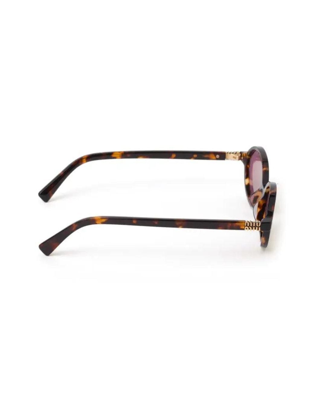 Miu Miu Pink Miu Miu Eyewear Smu04Zc050Evau Oval Frame Sunglasses