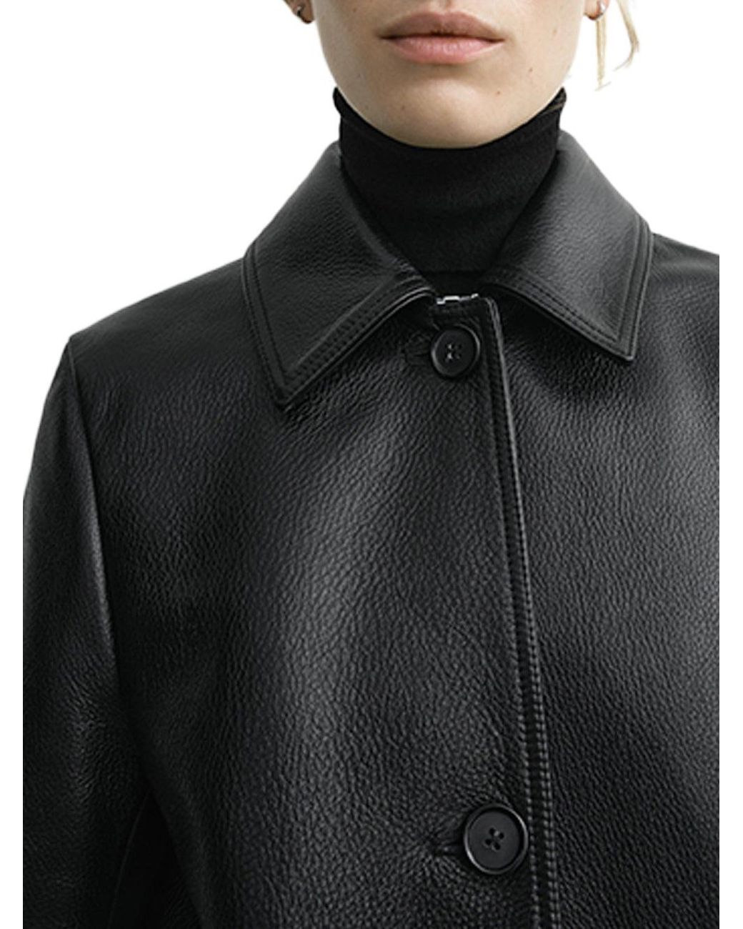Totême Black Grained Leather Jacket