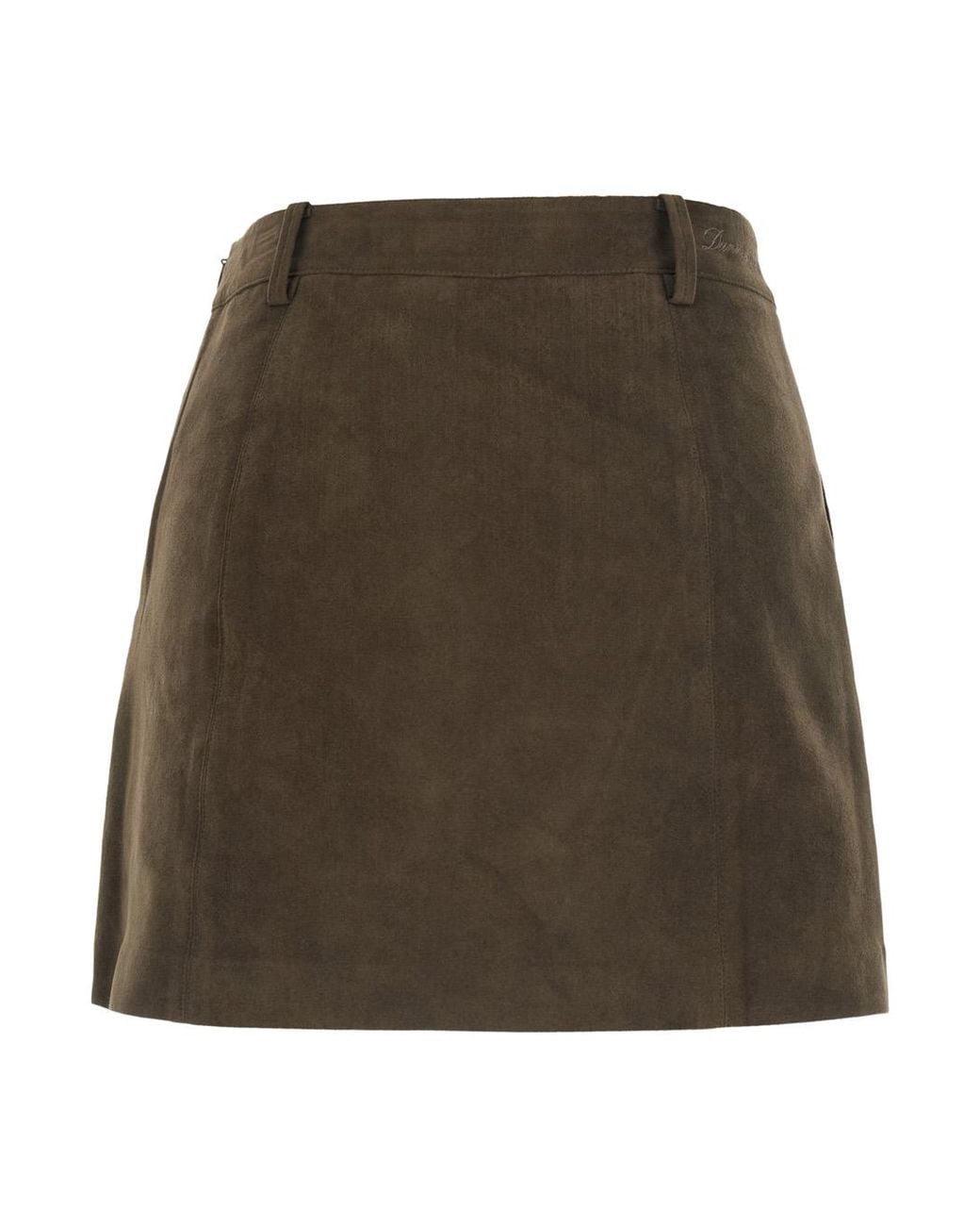 DUNST Brown Alter-Suede Mini Skirt Polyester