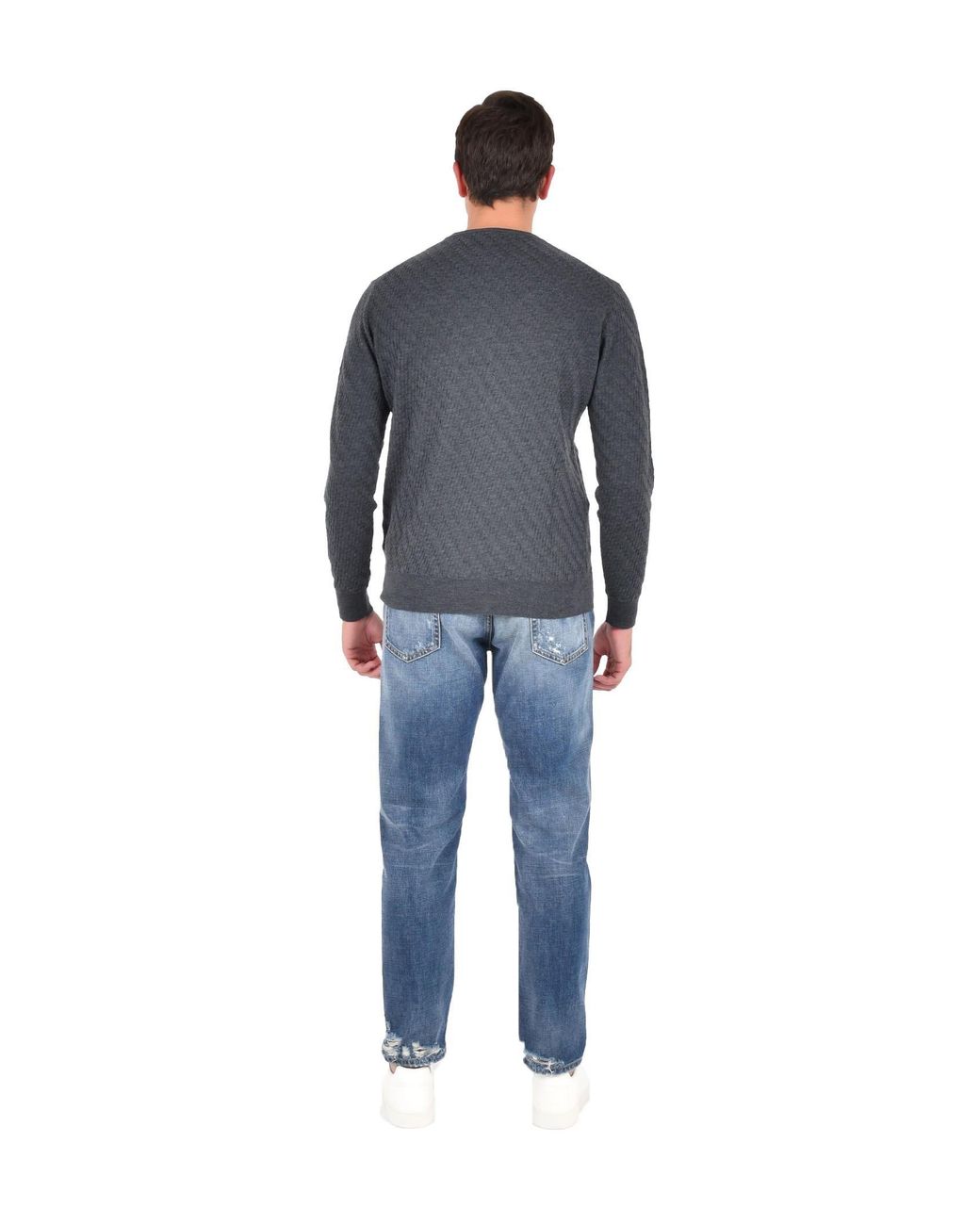 Low Brand Gray Sweater With Jacquard Pattern Wool for men
