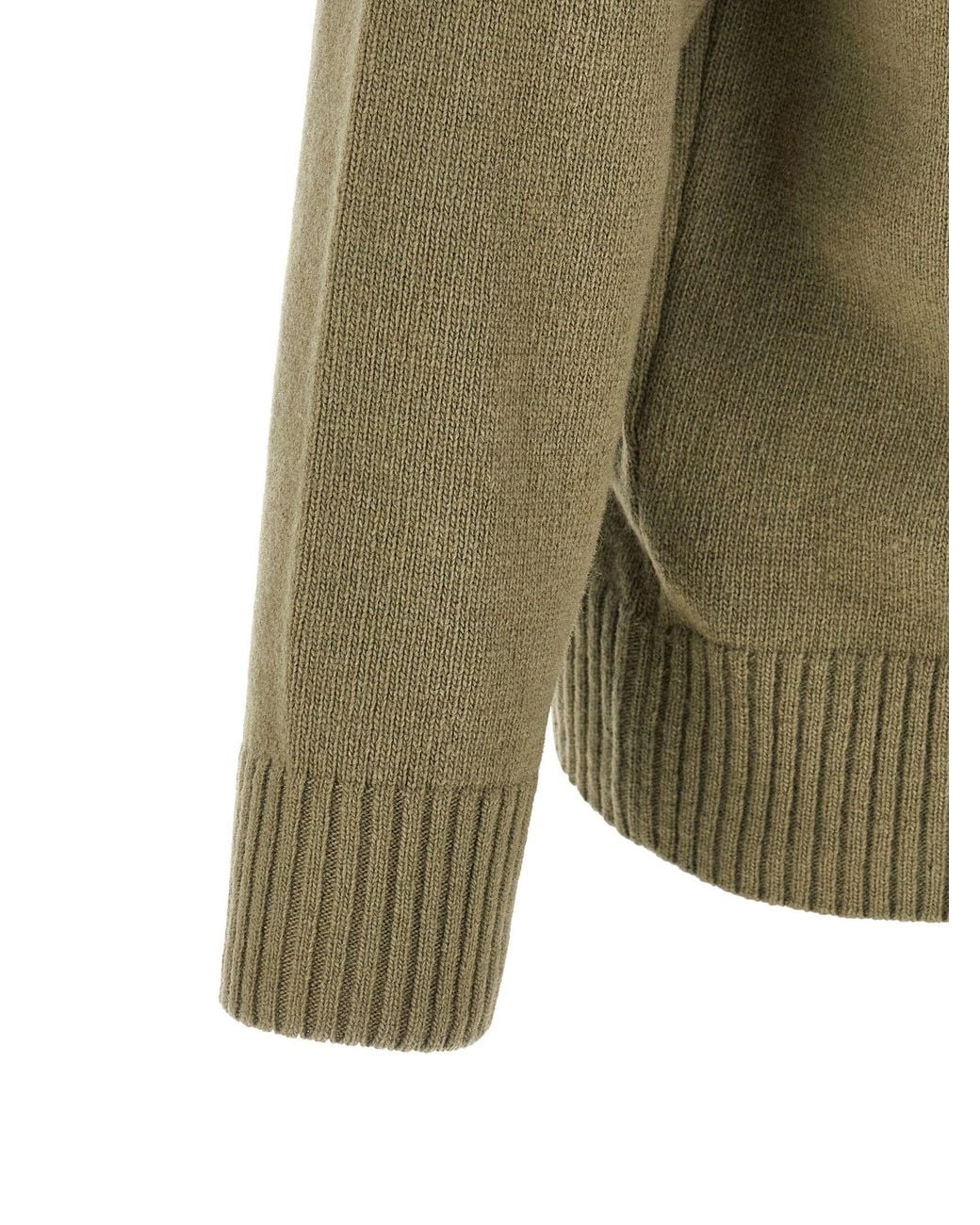 C P Company Green Lambswool With Lens Pocket Detail Cardigan for men