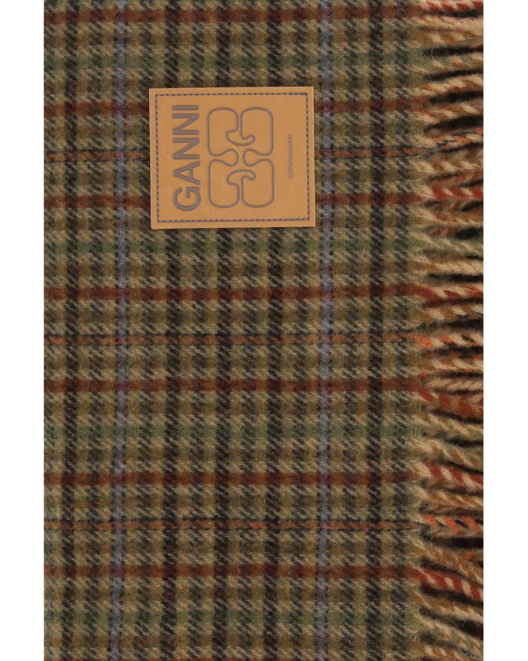 Ganni Multicolor Small Check Wool Scarf Ovis Aries Scarfs