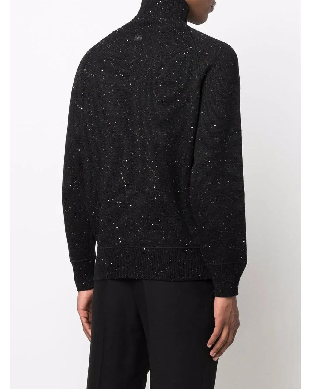 Ferragamo Black Speckle-Knit Roll Neck Jumper for men