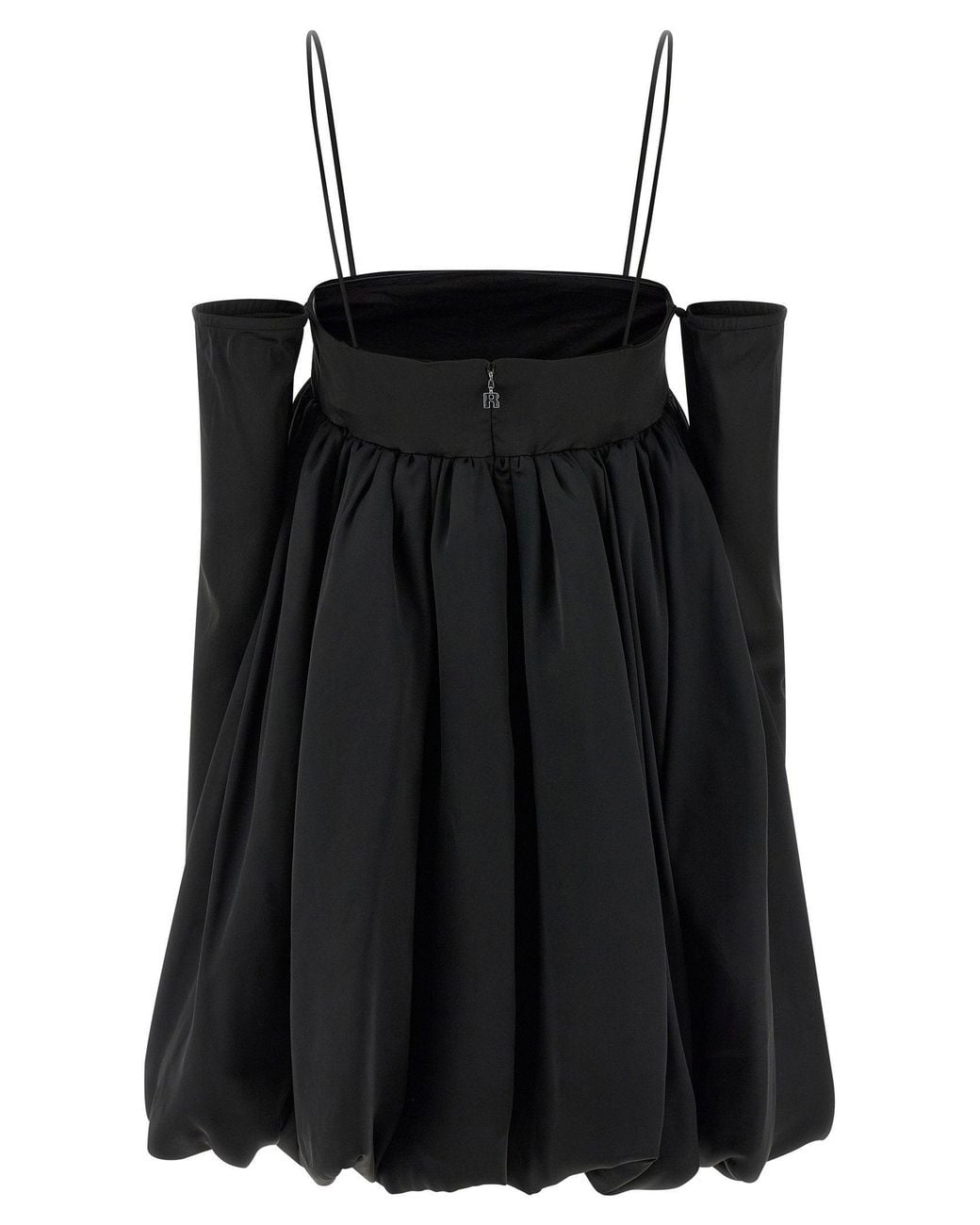 ROTATE BIRGER CHRISTENSEN Black Satin Balloon Silhouette Dress