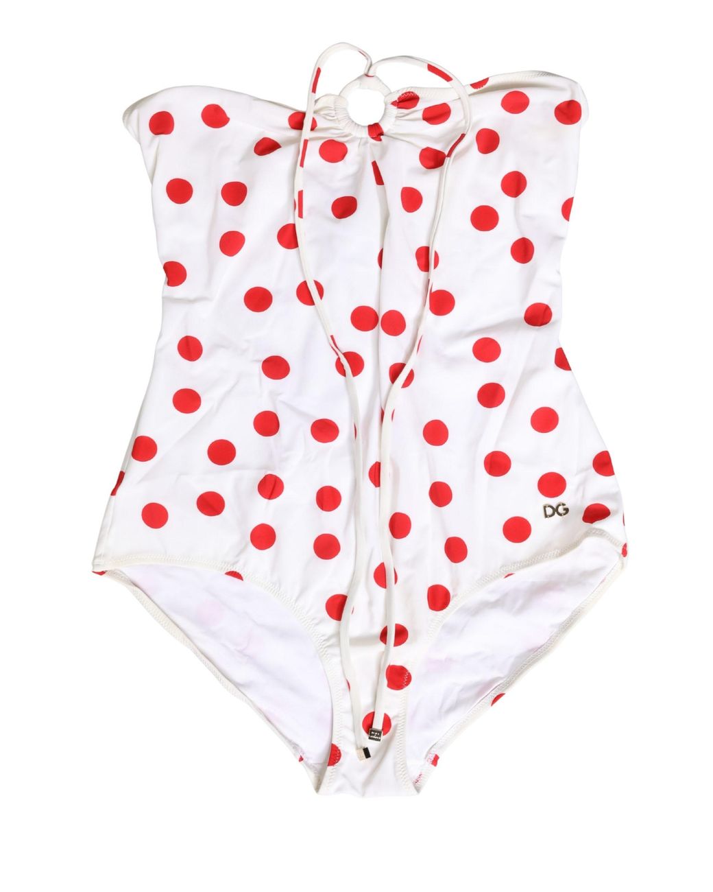 Dolce & Gabbana White Polka Dot One-Piece Swimsuit Swimwear And Elastane Nylon Clothing