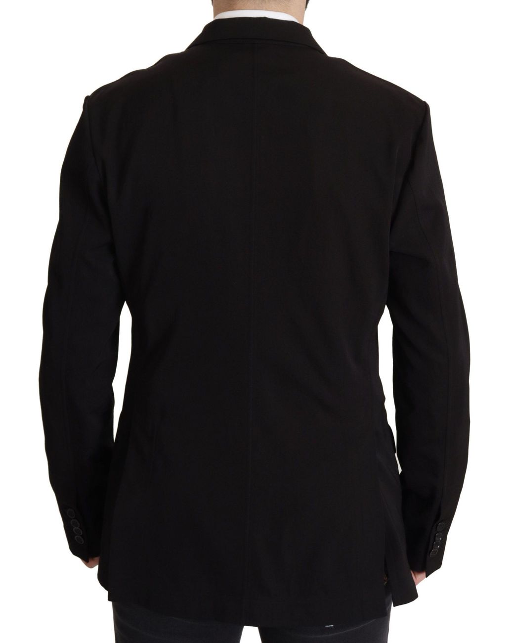 Dolce & Gabbana Black Wool Single Breasted Coat Blazer Virgin Elastane Clothing for men