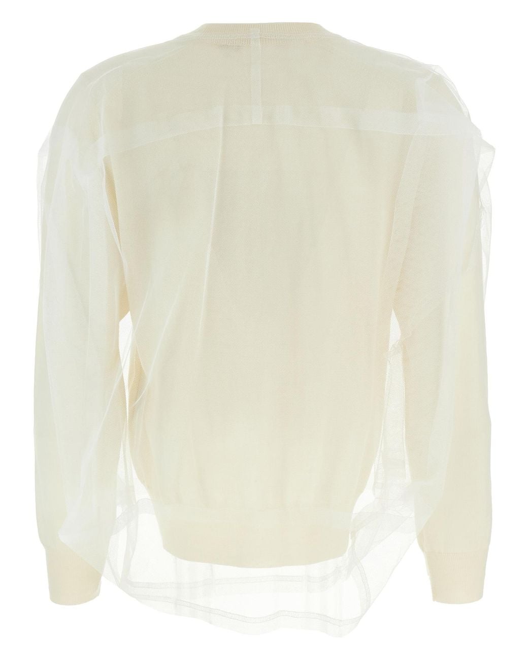 Comme des Garçons White Wool Sweater With Multilayer Tulle Detail