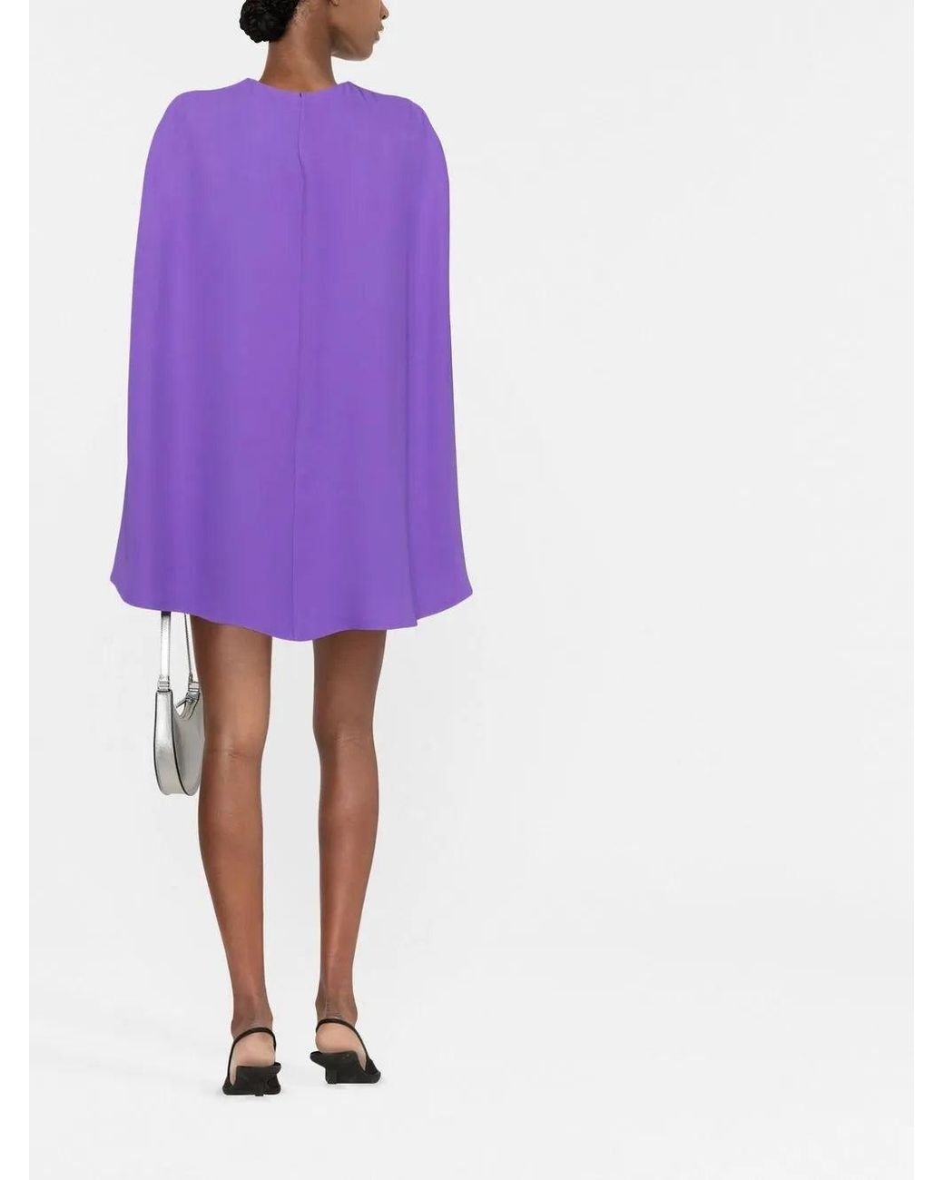 Valentino Purple Cape-Style Silk Dress